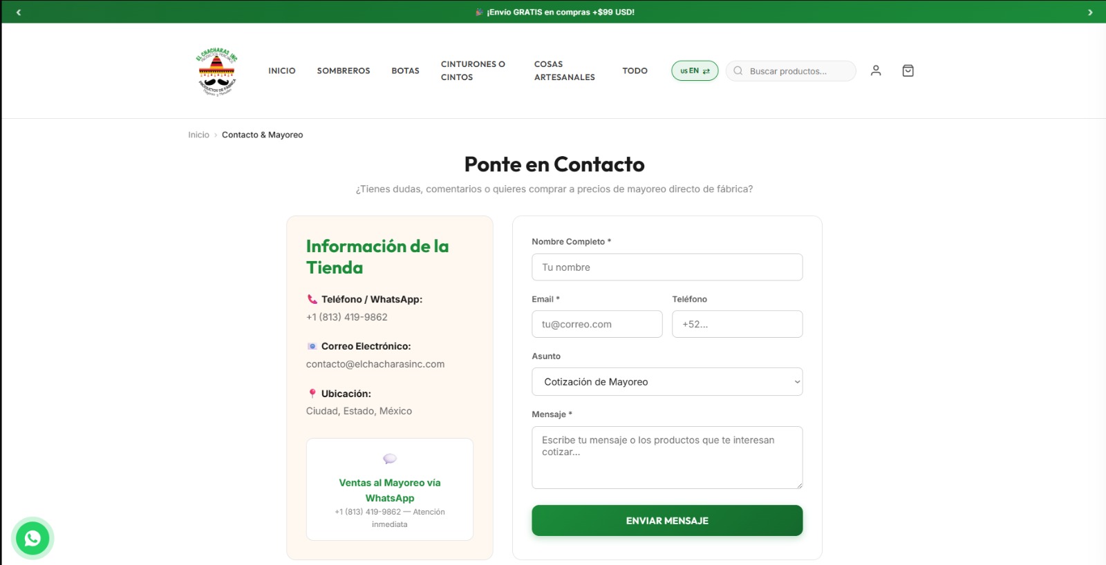 Contacto y Mayoreo El Chacharas Inc